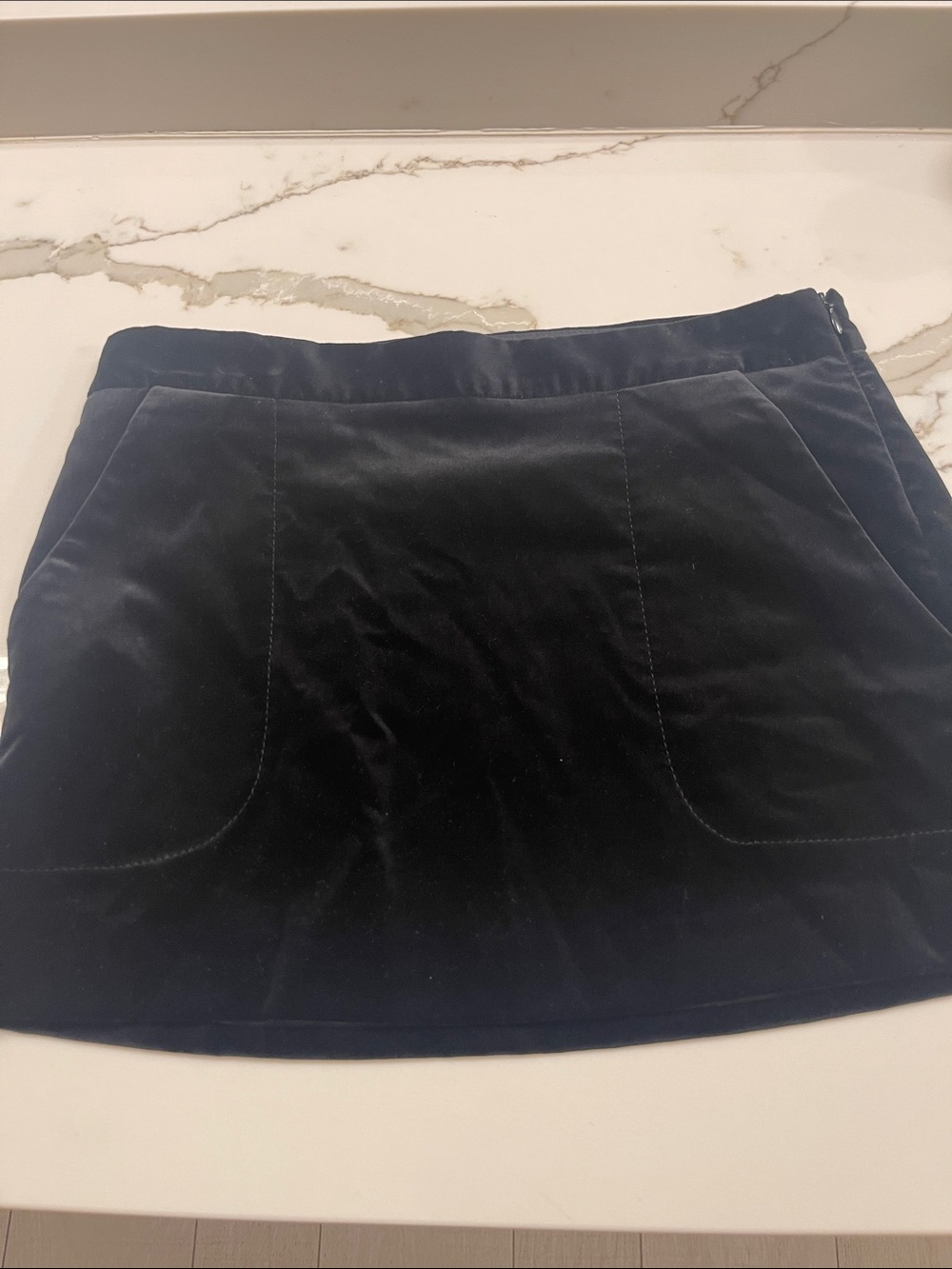 Theory Velvet Mini Skirt in Navy